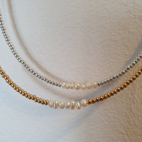 Lucky Necklace - fresh water pearl - gold or silver