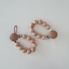 Chunky Raw Wood Dummy/Soother Clip- BPA fee Brown or Cream