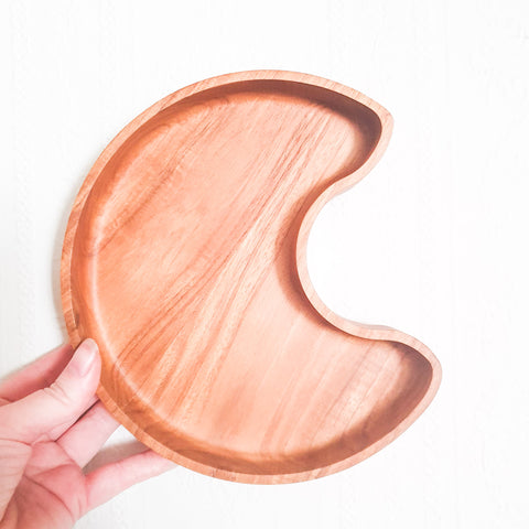 MOON TEAK WOOD PLATE - bpa free- Eco wood- design conscious-Dove and Dovelet