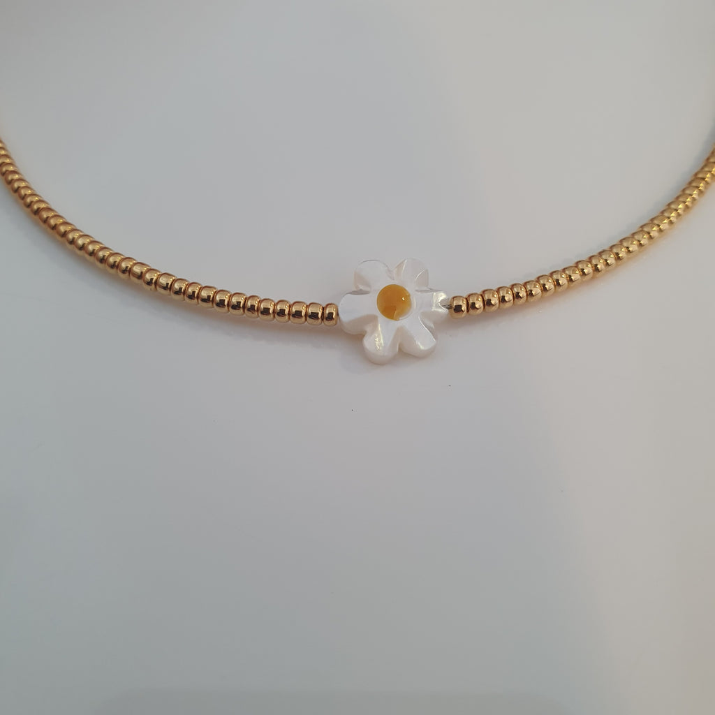 Joy Necklace - mother of pearl daisy - gold or silver