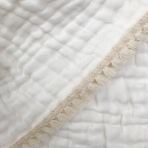 Gypsy Fringed Organic Cotton Quilted Muslin Blanket - bpa free- Eco wood- design conscious-Dove and Dovelet