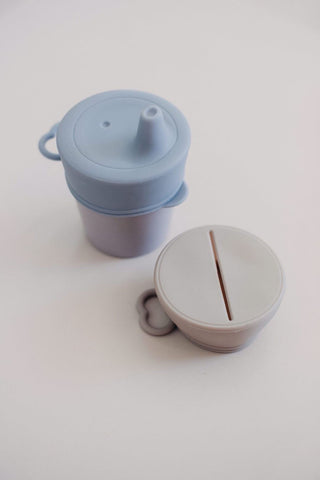 SIPPY/SNACK LID SET - SUMMER - bpa free- Eco wood- design conscious-Dove and Dovelet
