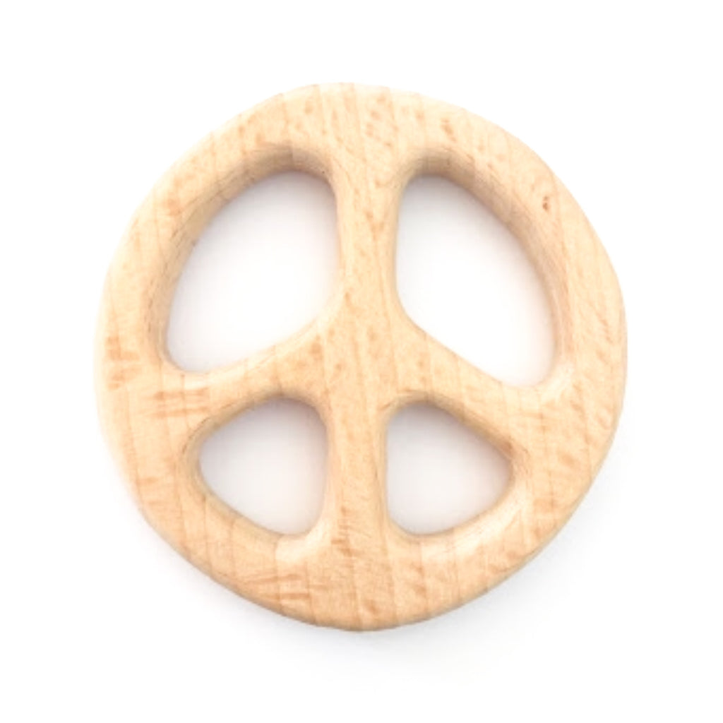 Wooden Peace Sign Teether - bpa free- Eco wood- design conscious-Dove and Dovelet
