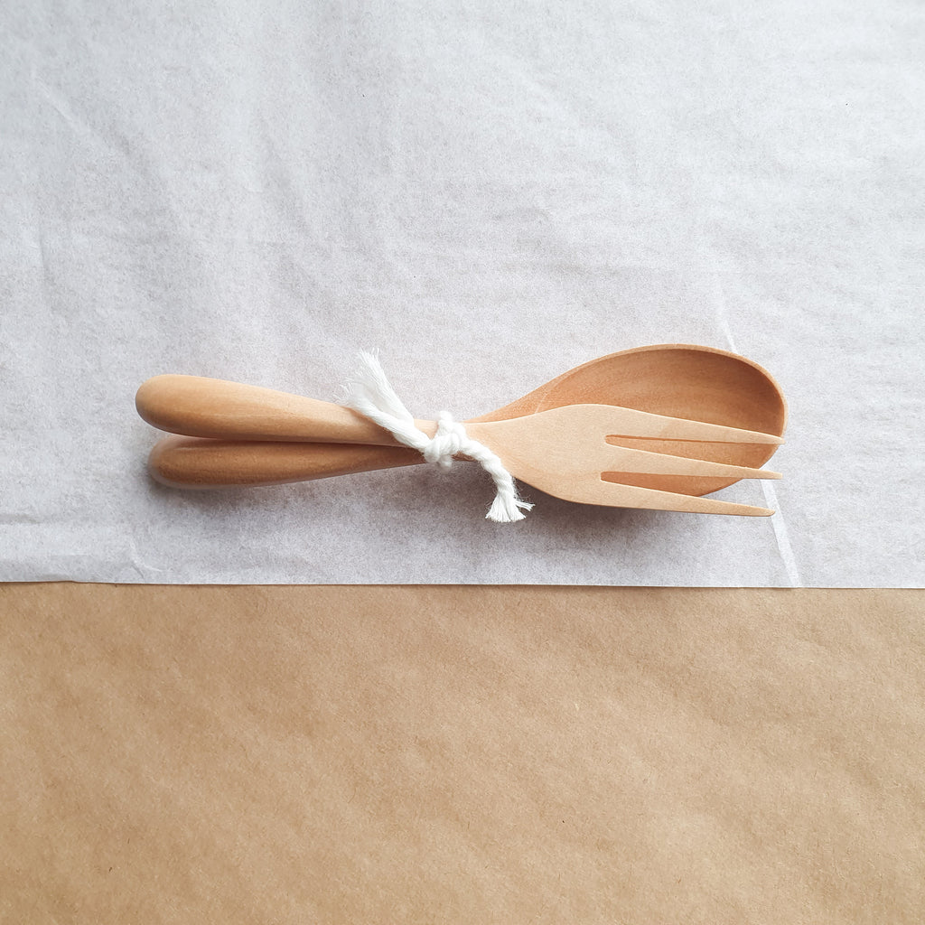 KIDS WOODEN CUTLERY SET - bpa free- Eco wood- design conscious-Dove and Dovelet