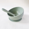 SILICONE SUCTION BOWL AND SPOON SET assorted colours